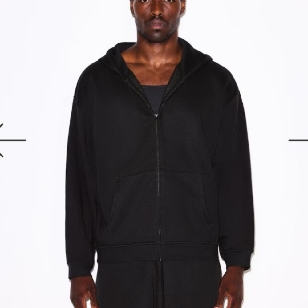 SKIMS Men's Relaxed Zip Up Hoodie in ONYX Men's sz LARGE *NWTS*